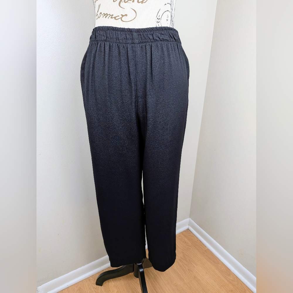 Vintage BRIGGS New York Tapered Black Pull On Trouser. Dress Pants M Stretch